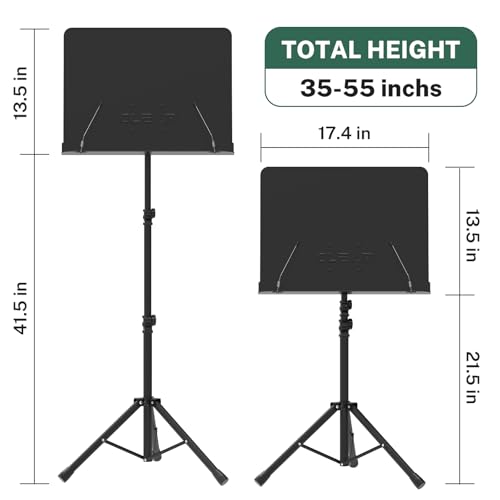 GLEAM Sheet Music Stand Metal with Carrying Bag and Music Clamp - Image 2