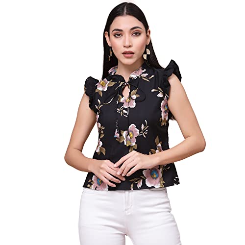 OOMPH! Women's Crepe Floral Relaxed Fit Shirt