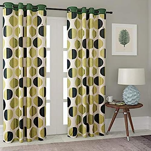 Cortina Polyester Fabric Eyelet Door Curtain (Green)