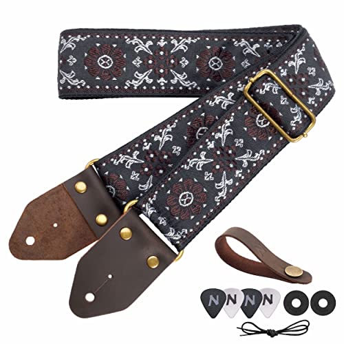 Nefelibata Guitar Strap,Jacquard Embroidery Cotton