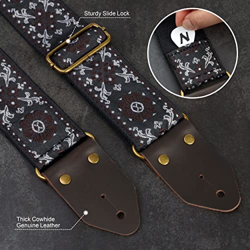 Nefelibata Guitar Strap,Jacquard Embroidery Cotton