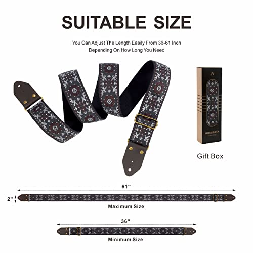 Nefelibata Guitar Strap,Jacquard Embroidery Cotton