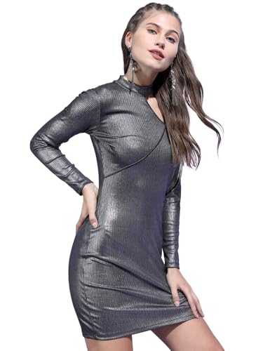 Tokyo Talkies Women Pink Asymmetric Cutout Shoulder Mini Dress