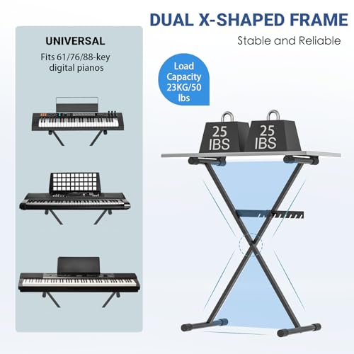 GLEAM Keyboard Stand Digital Piano Stand (Capacity: 100 lb) - Image 4