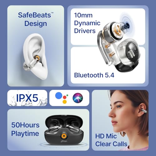 pTron Bassbuds Vortex Clips Wireless