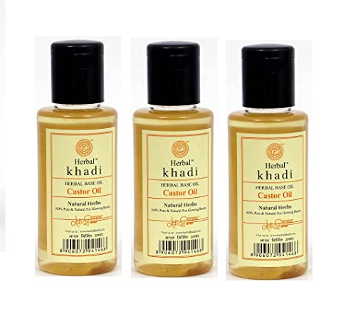 Khadi Herbal Herbigiri Herbal Castor Oil For Skin And Hair,100Ml || 100% Pure&Natural For Shining Hair And Glowing Beauty || Pack Of 3(300Ml)