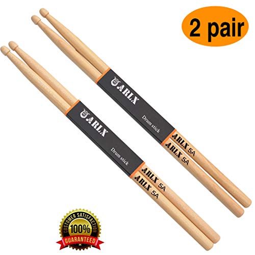 ARLX Drum Sticks 5A Wood Tip Drumstick, Maple, 2 Pair - Image 2