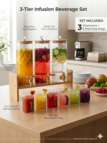 3 Tank Glass Beverage Dispenser
