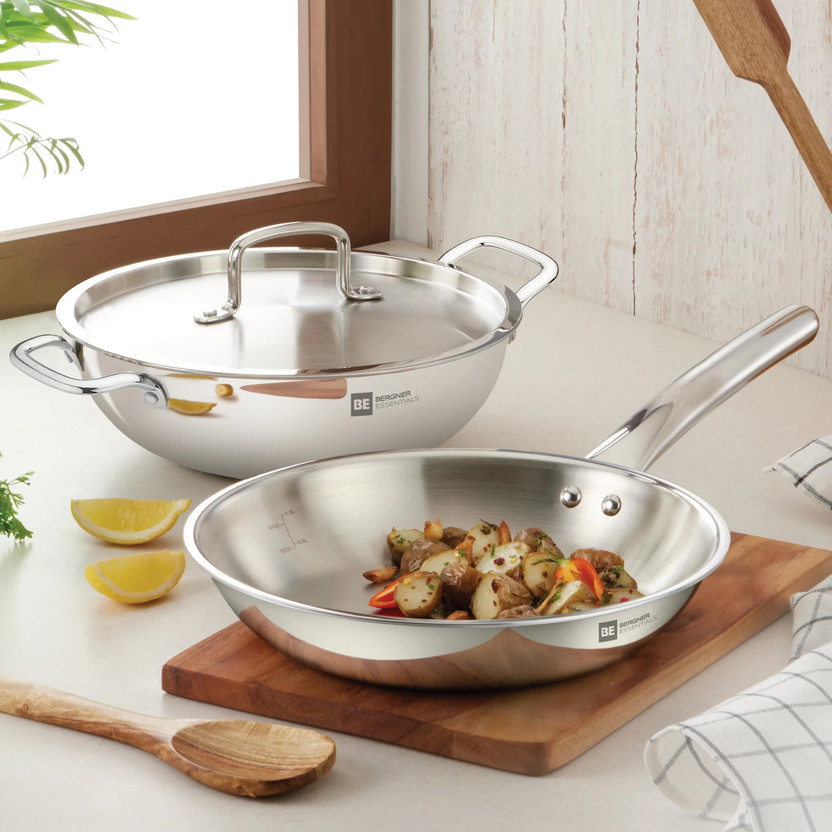 BE Bergner Essentials Triply 22cm (2.5 L) Kadai & 22cm (1 L) Fryp...more