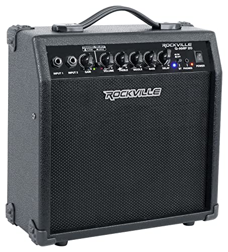 Rockville G-AMP Guitar Amplifier, 20 W, Dual Input, Combo Amp, Bluetooth/Delay