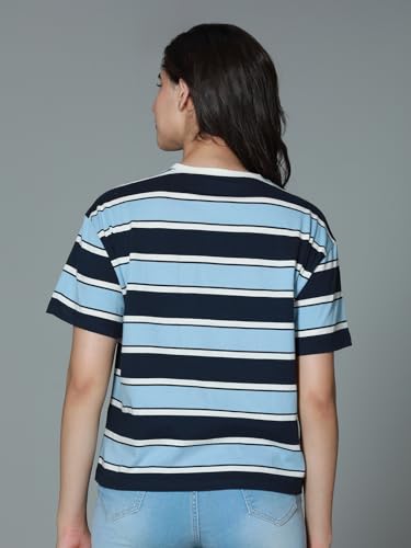 HIGH STAR Women's Cotton Striped Oversized Fit T-Shirt - Image 6