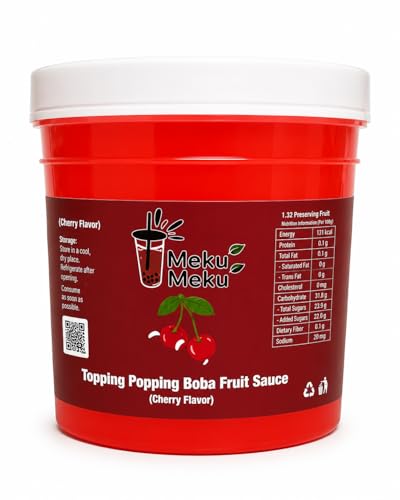 Meku Meku Topping Popping Boba Fruit Cherry Flavour (Imported) By Decadent Foods
