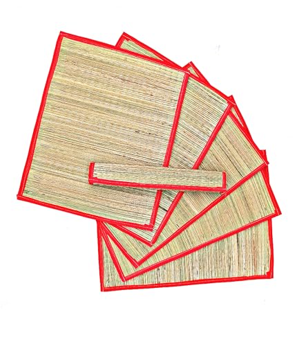 Aasan Mat for Sitting - Grass Aasan Korai Grass Mat for Pooja 23 x 17 Inch (3)