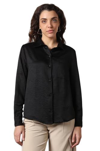 High Star Women Boxy Spread Collar Long Sleeves Solid Shirts 43