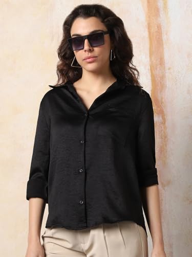 High Star Women Boxy Spread Collar Long Sleeves Solid Shirts 43 - Image 2