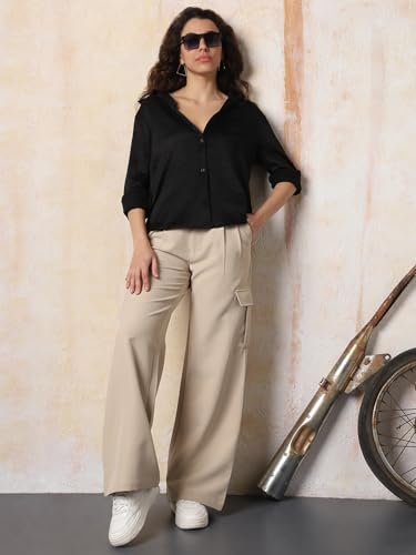 High Star Women Boxy Spread Collar Long Sleeves Solid Shirts 43 - Image 3