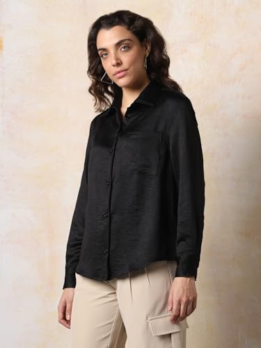 High Star Women Boxy Spread Collar Long Sleeves Solid Shirts 43 - Image 4