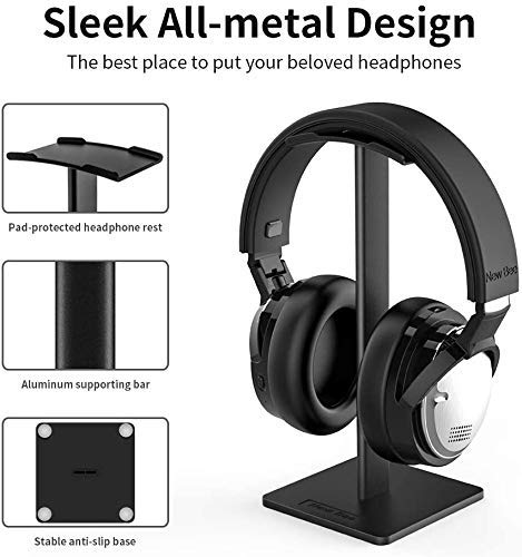 FACTOTECH Presents Aluminium Tabletop Headphone Stand (Black) - Image 2