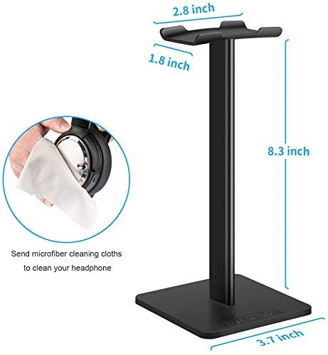 FACTOTECH Presents Aluminium Tabletop Headphone Stand (Black) - Image 4
