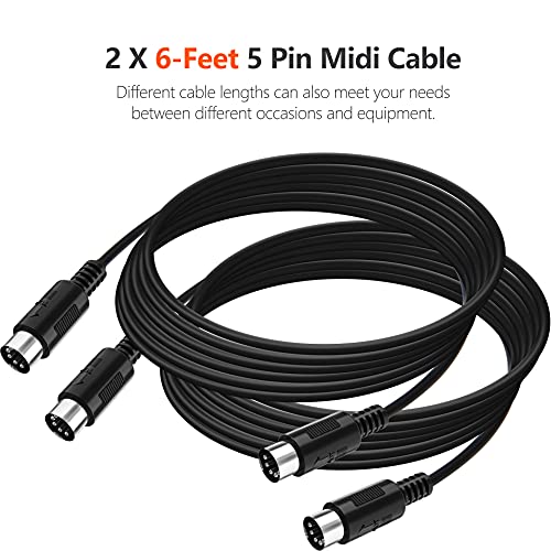 2-Pack 5-Pin DIN MIDI Cable