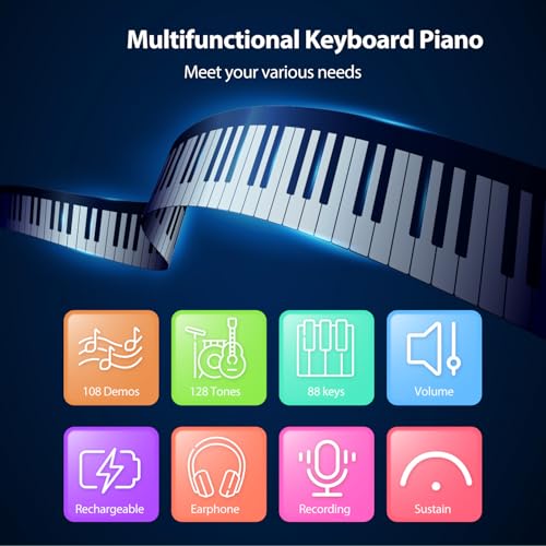 MARVTOWN 88 Key Roll Up Keyboard Piano - Image 4