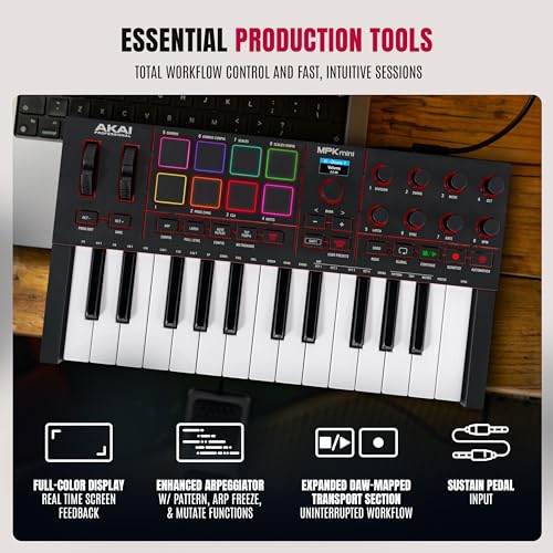 Akai MPK MINI MK4 Compact Midi Keyboard and Pad MIDI Controller Black - Image 5