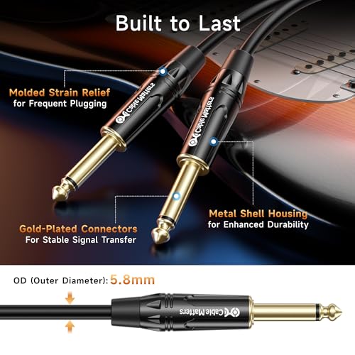 Cable Matters (2-Pack) 1/4 Inch Straight Guitar Cable - 6 Feet - Image 6