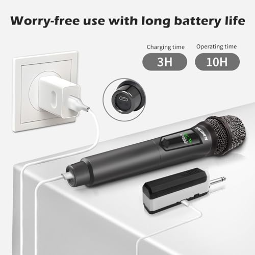 talomen Wireless Microphones, Rechargeable Dual