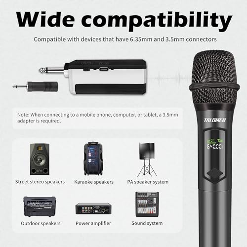 talomen Wireless Microphones, Rechargeable Dual