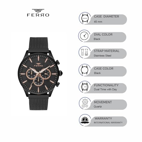 Ferro Chronograph Men's Watch (Dial Colored Strap) - Image 6