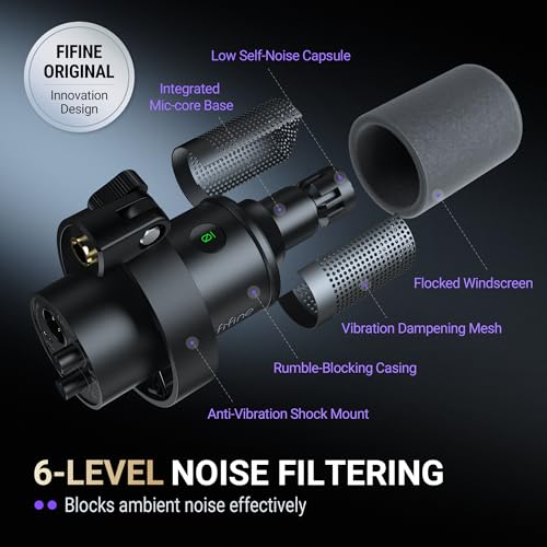 FIFINE Dynamic Microphone, XLR/USB Podcast