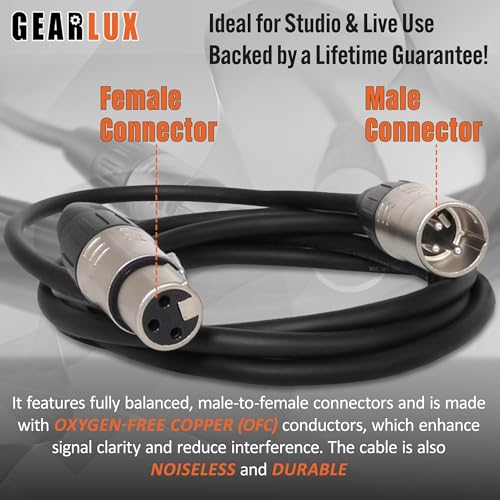 Gearlux XLR Microphone Cable, 25 Foot - 2 Pack-Black - Image 4