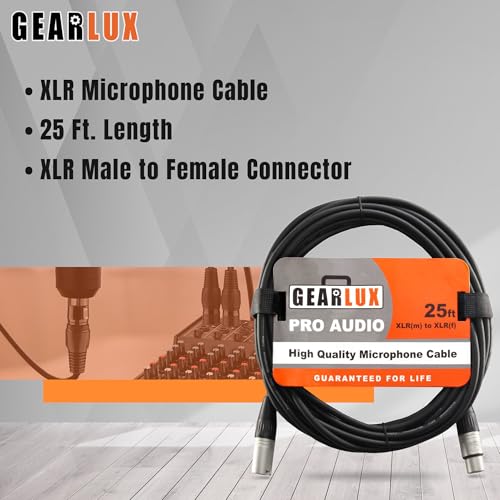 Gearlux XLR Microphone Cable, 25 Foot - 2 Pack-Black - Image 5