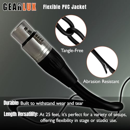 Gearlux XLR Microphone Cable, 25 Foot - 2 Pack-Black - Image 6