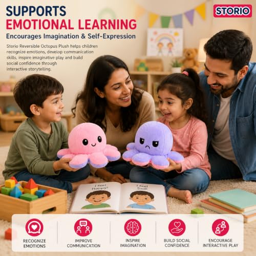 Storio Toy Octopus Plushie Reversible