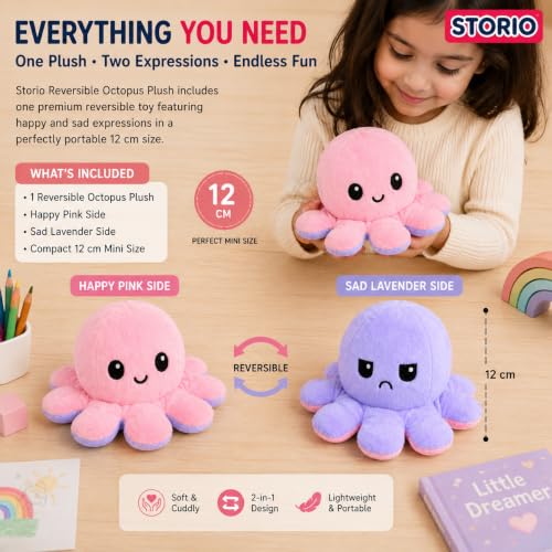 Storio Toy Octopus Plushie Reversible