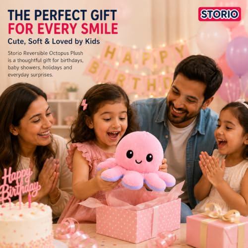 Storio Toy Octopus Plushie Reversible