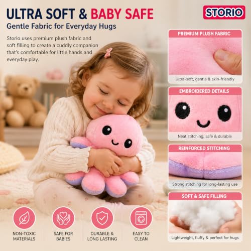 Storio Toy Octopus Plushie Reversible