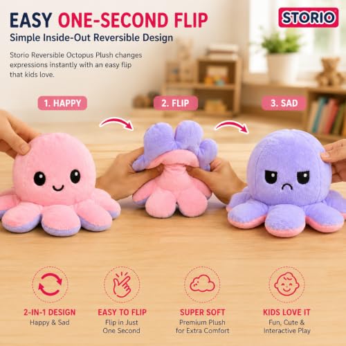 Storio Toy Octopus Plushie Reversible