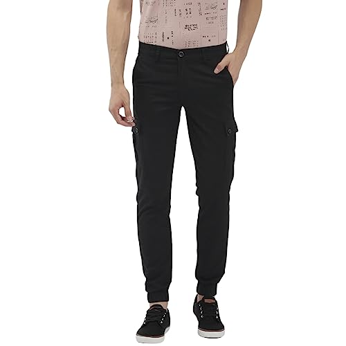 The Indian Garage Co Men Slim Fit Solid Mid-Rise Cuffed Cargos