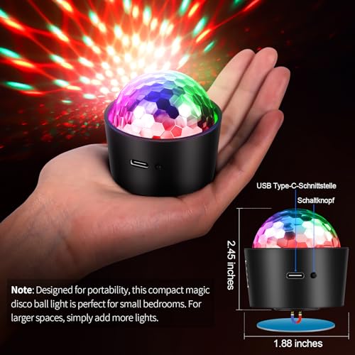 Mini Disco Ball Light,Rechargeable Party