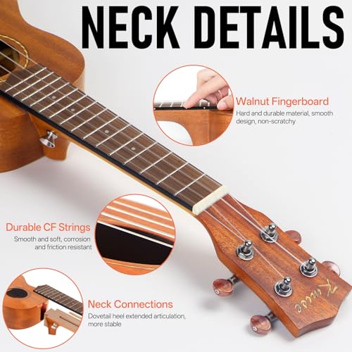 Kmise Ukulele Soprano Beginner Mahogany