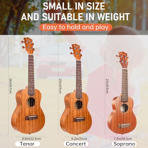 Kmise Ukulele Soprano Beginner Mahogany