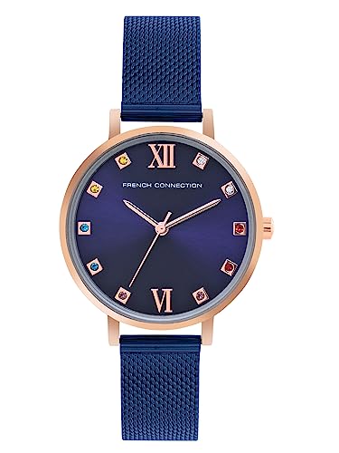 French Connection Grace Blue Round Analog Watch for Women - FCN00068G