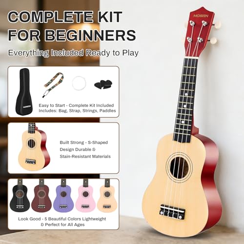 MOSEN Ukulele Beginner 21 Inch All in One Kit (Natural Wood) - Image 7