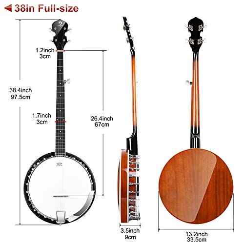 Vangoa LEFT-HANDED Banjo 5 String