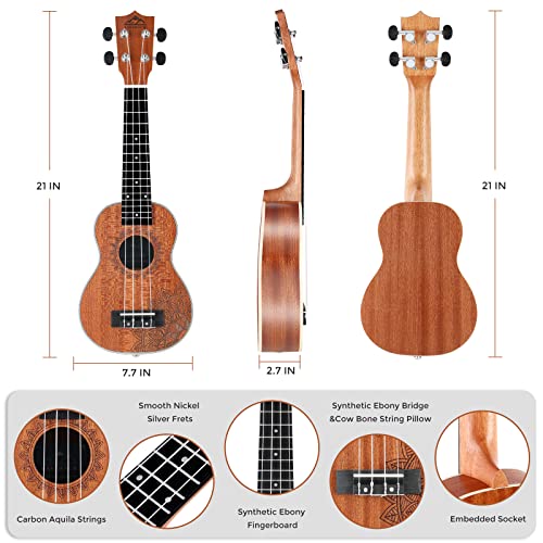 EastRock Soprano Concert Ukulele 21