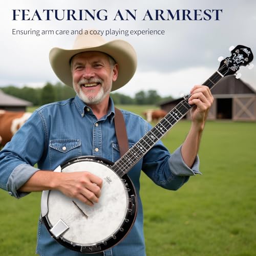 AKLOT Full-Sized Banjo with Remo Head: 38’’ 5 String Banjo Set - Image 7