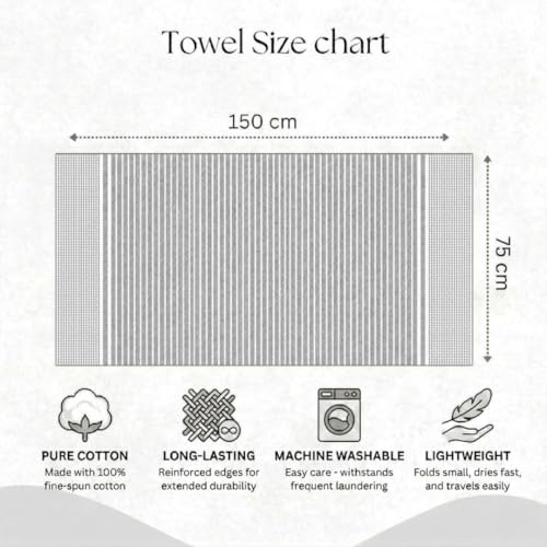 Athom Living Woven Light Weight Bath Towels 150L x 75W Pack of 5 - Image 6