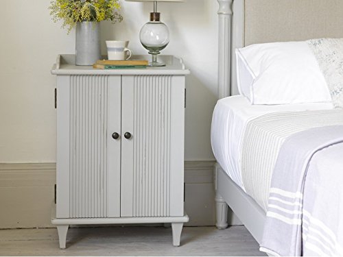 APRODZ Mango Wood Faleu Two Door Bedside Storage Table for Living Room | White Finish